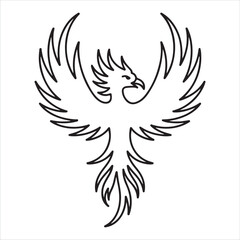 Obraz premium A black and white drawing of a phoenix bird