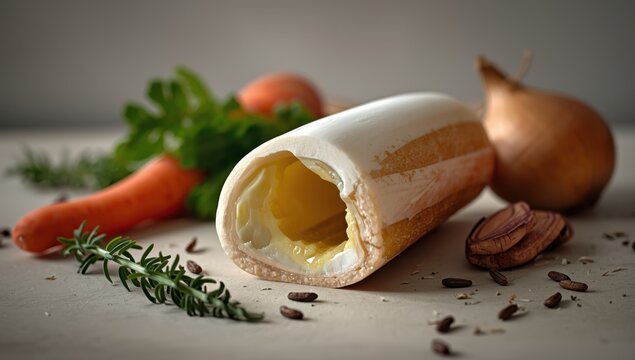 Beef marrow bones for broth preparation.