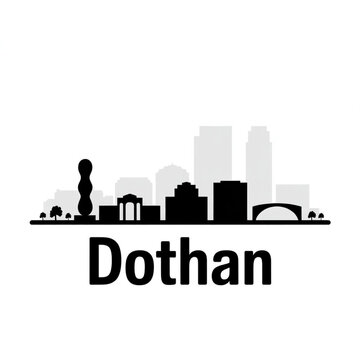 Dothan Skyline Silhouette &mdash; The Peanut Capital City of Alabama Vector Illustration