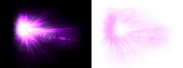 Lens flare with a striking purple glow and transparent background, ideal for digital design, overlays, photography effects, and creative marketing projects. © Sameer