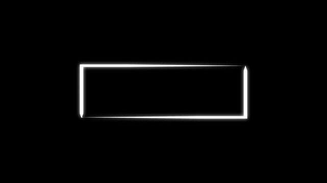Glowing neon rectangular frame animation with soft light streaks modern minimal loop alpha transparent background perfect for titles overlays tech visuals in 4K resolution. alpha channel