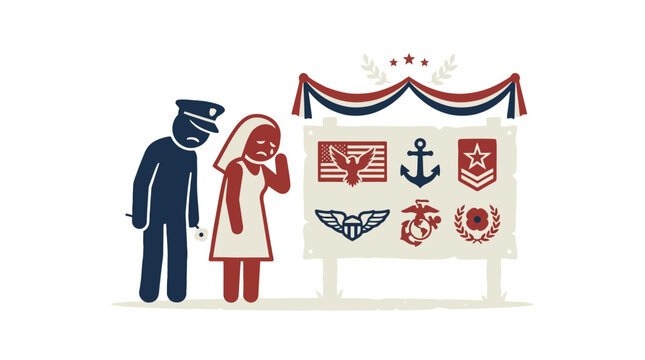 Sad Couple Looking at Military Memorial