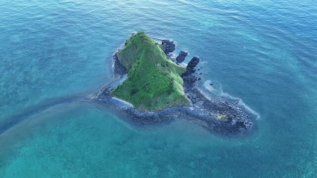 4K Top-Down Aerial Collection: Sada Island Volcanic Rock and Coral Reefs, Mayotte - Indian Ocean.
