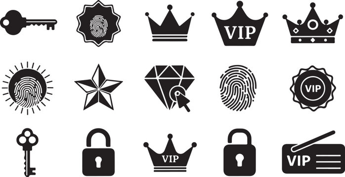 VIP access symbols and luxury icons collection