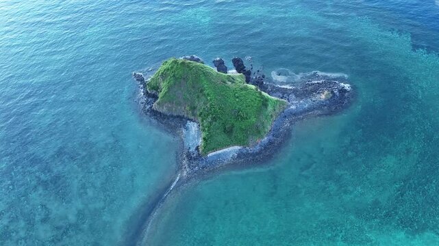 4K Top-Down Aerial Collection: Sada Island Volcanic Rock and Coral Reefs, Mayotte - Indian Ocean.