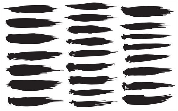 Brush stroke collection diverse black paint swashes and textures