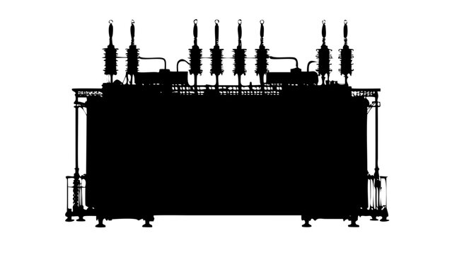 High Voltage Electrical Substation Transformer Silhouette Vector Icon