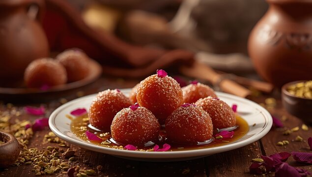 Indian sweet treats called gulab jamuns.