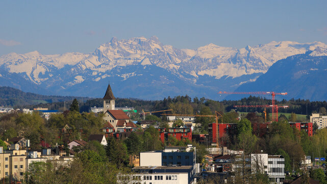 Wetzikon in spring, town in Zurich Canton, Switzerland.