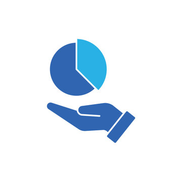 icon a carbon quota with hand holding a pie chart, isolated against a clean background.