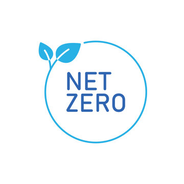 icon a net zero circular symbol with green leaf, on a clean background.