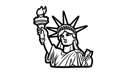 Cute doodle Statue of Liberty vector hand drawn outline American landmark playful sketch isolated on white background © MdHares
