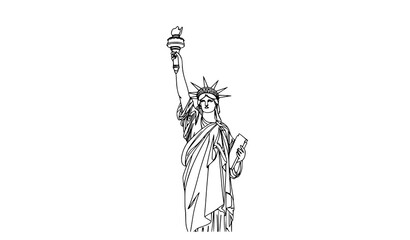 Hand drawn Statue of Liberty doodle line vector illustration American landmark outline isolated on white background © MdHares