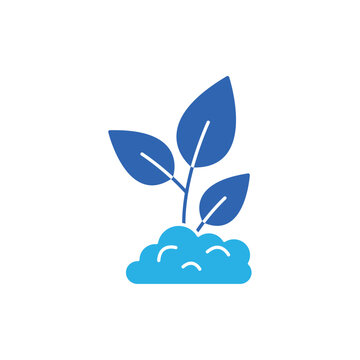 icon an afforestation with growing plant and dirt, on a clean background.