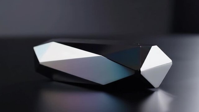 Food tech alternative proteins concept futuristic metallic capsule geometric faceted black device gadget on studio reflection sleek minimal design