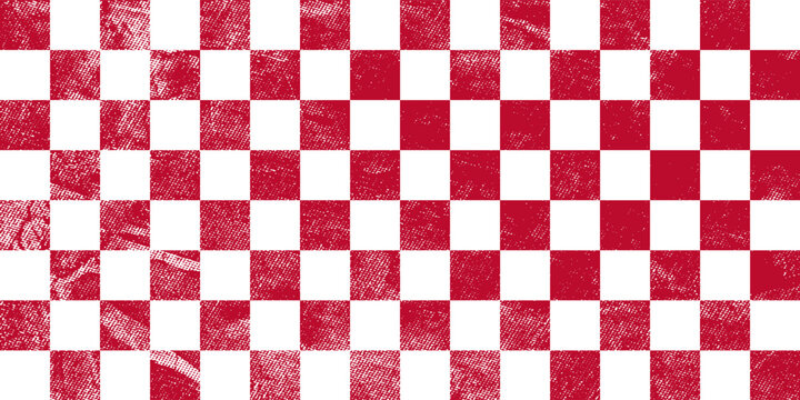 seamless repeating pattern with hand drawn checkerboard in red and white. Christmas red checker