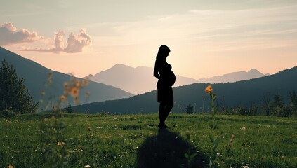 Obraz premium Silhouette of an expectant mother in Canada. Demographics in Canada.