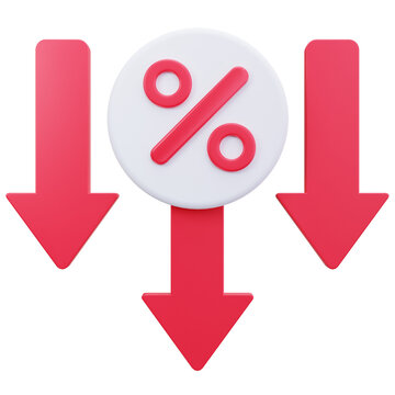 Discount Percentage Down Arrow 3D Illustrations