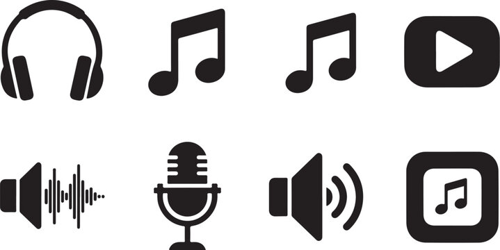 Music and audio icons for digital media use