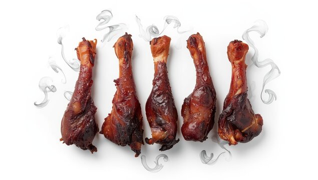 Smoked pork trotters on a white backdrop