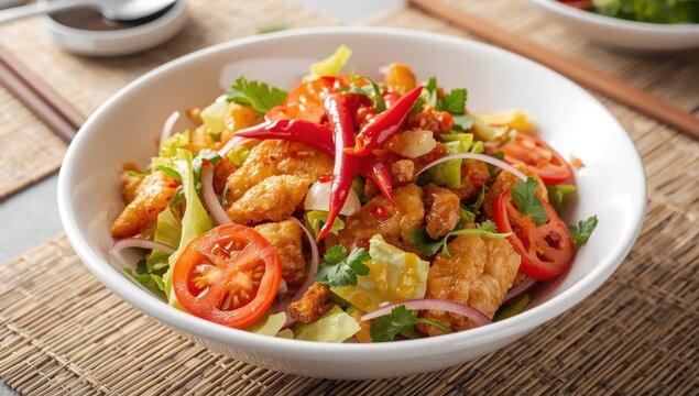 Spicy Salad with Pork Rinds (Yum Kab Moo)