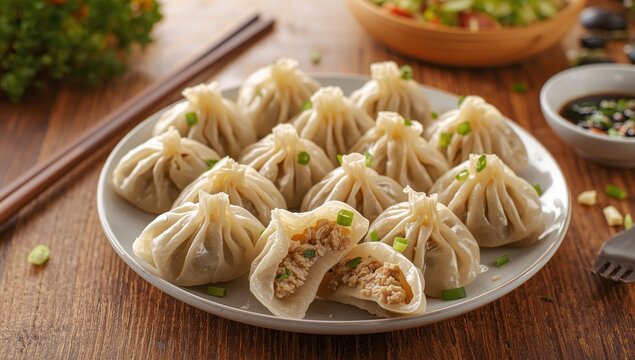 Steamed dumplings on a dish