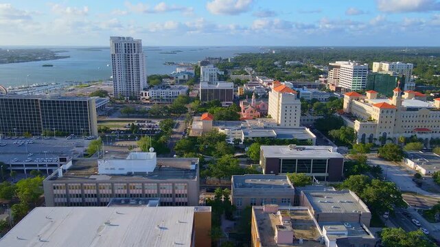 Downtown Clearwater Florida skyline including the Church of Scientology Flag Service Organization building