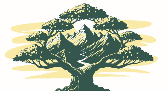 vector illustration of an old tree