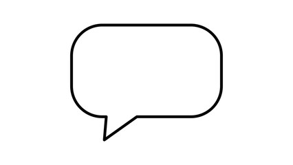 Fototapeta premium Minimalist Chat Bubble Vector Icon Illustration with Editable Stroke. Clean black line outline of a rounded speech balloon on white background for communication, messaging, and interface design.