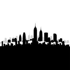 Obraz premium Black and White Silhouette of a City Skyline.