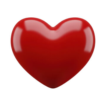 A shiny, red, heart-shaped object with a glossy finish isolated on transparent background