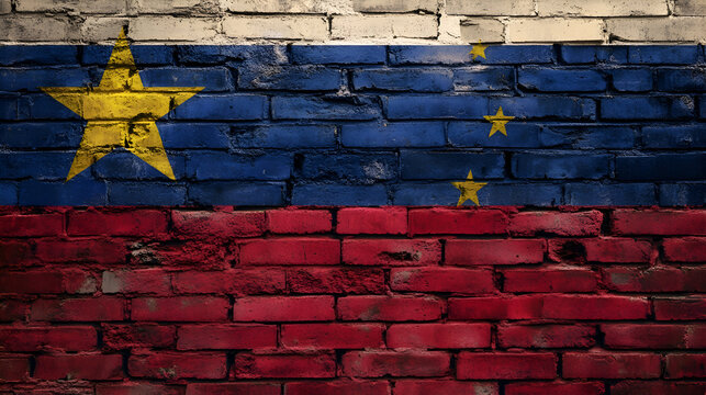 flag of latvia on brick wall