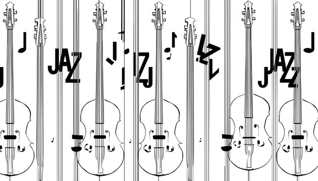 A creative illustration of jazz guitars and musical notes on a sheet of music