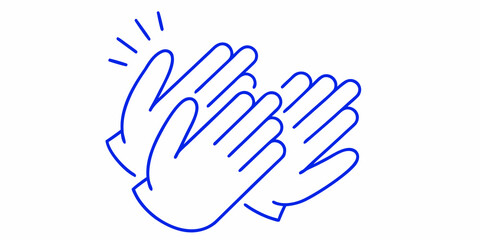 Fototapeta premium A simple blue line drawing depicts two hands clapping together