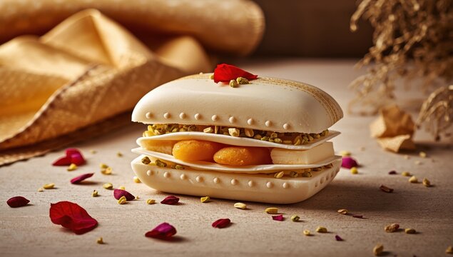 Bengali dessert featuring Malai Chop or cream sandwich with Rasgulla or Gulab Jamun filling.