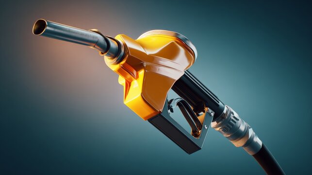 Creative illustration of fuel price surge. Sharp image. Fuel nozzle casting a giant shadow of inflation. High resolution. Creative poster.
