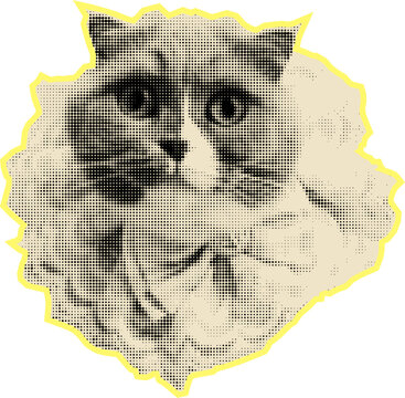 Halftone Cat Portrait Sticker
