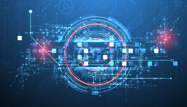 Abstract background. Scientific and technological concept with the use of technical elements formed in the shape of a circle. Vector