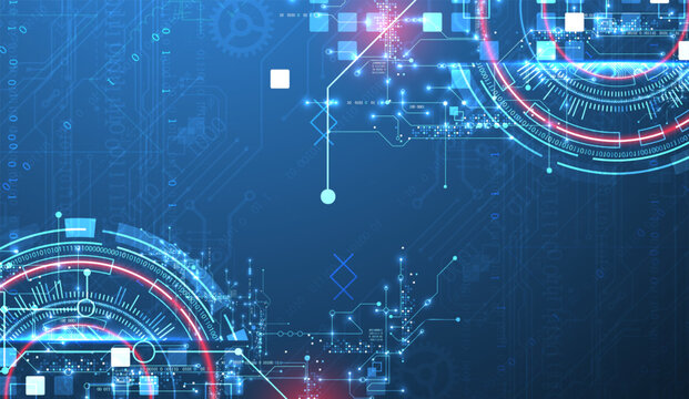 Abstract background. Scientific and technological concept with the use of technical elements formed in the shape of a circle. Vector