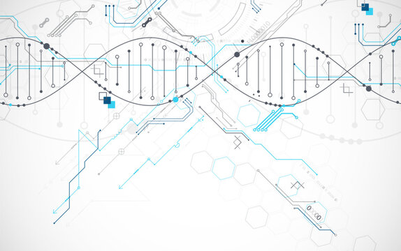Scientific and technological background. Abstract image of DNA molecule. Vector illustration.