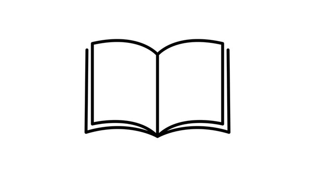 Open Book Minimalist Black Line Vector Icon on White Background, Editable Stroke Illustration for Education, Reading, Literature, and Learning, Scalable Outline Design for Web and Print Media.