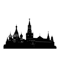 Fototapeta premium Silhouette of Moscow Kremlin with Cathedrals and Towers.