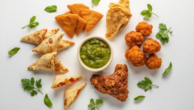 Homemade Gujarati green chutney recipe for serving with various meals like ganthia, fafda, pakoda, panipuri, and sandwiches, shot from above on a white background.