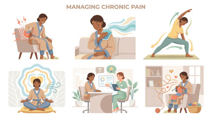 Fototapeta premium People practice stress coping mechanisms through therapy and wellness exercises at home