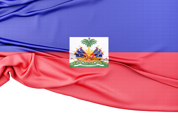 Fototapeta premium Haiti national flag flowing on white background. 3d render