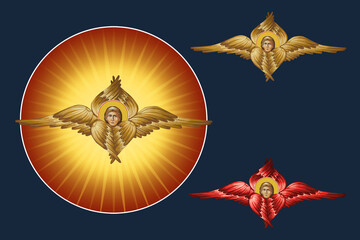 Fototapeta premium The Seraphim. Illustration - fresco set in Byzantine style