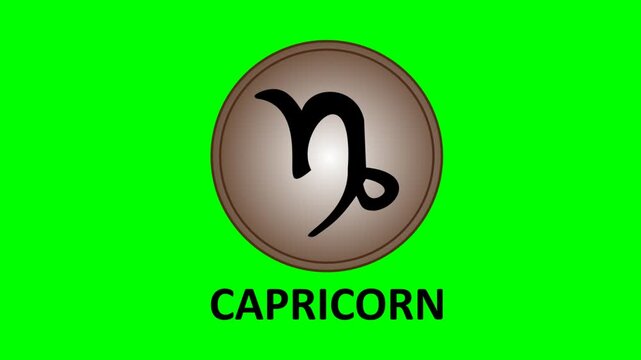Zodiac Capricorn symbol on green screen loop.