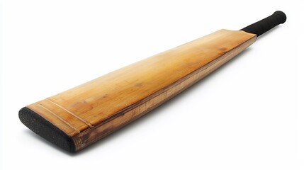 Naklejka premium Cricket bat isolated on white background, sports equipment, wooden texture, athletic gear, game accessory