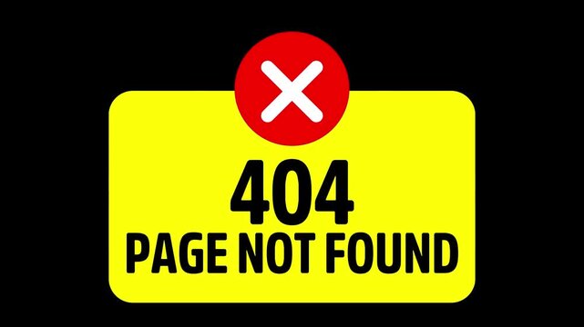 Abstract 404 error looped animation with on black background. Website error design icon, Error app development, and social media.