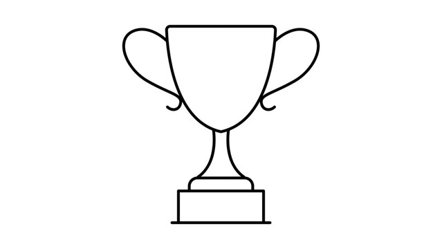 Minimalist black line vector icon of a classic trophy cup on a white background; a clean hand-drawn illustration representing victory, success, and achievement for sports, business, or education.
